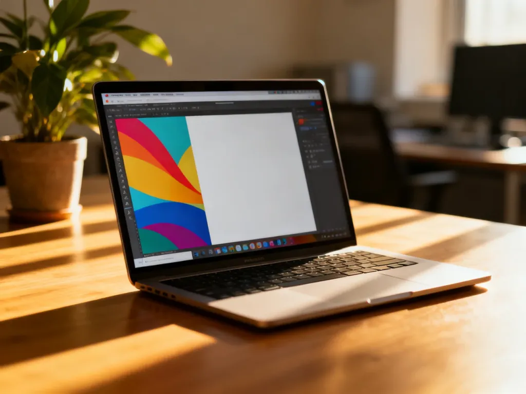 Nowoczesny laptop na biurku z widocznym na ekranie procesem zmiany edytora strony internetowej na nowy układ.