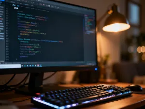 Nowoczesna serwerownia z podświetlanym modułem pamięci masowej, symbolizująca bezpieczne przechowywanie danych.