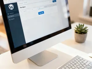 Cyfrowa tarcza ochronna nad płytą główną komputera, symbolizująca zaawansowane zabezpieczenia strony internetowej.