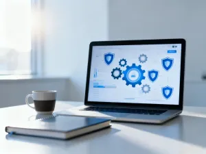 Świecąca na zielono cyfrowa kłódka symbolizująca bezpieczne połączenie SSL i szyfrowanie danych w panelu administracyjnym.