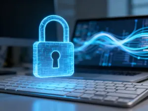 Ekran laptopa z widocznym kodem źródłowym skryptu walidacji formularza w środowisku programistycznym.
