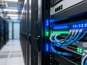 Półprzezroczyste okno subskrypcji unoszące się nad klawiaturą laptopa, symbolizujące nowoczesny mechanizm exit intent.