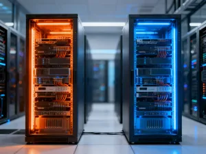 Nowoczesne stanowisko pracy z laptopem, na którego ekranie widać zarys interfejsu ustawień strony internetowej.