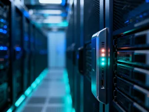 Nowoczesne stanowisko pracy z laptopem wyświetlającym panel SEO, symbolizujące profesjonalną optymalizację strony.