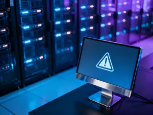 Nowoczesny laptop z otwartym panelem WordPress, słuchawkami i myszką na biurku w słonecznym biurze.