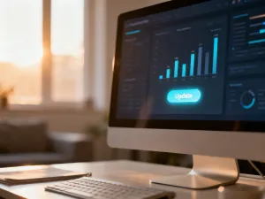 Cyfrowa ilustracja przedstawiająca optymalizację przesyłu danych i zwiększanie wydajności strony internetowej.